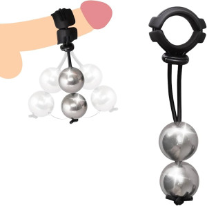 Ρυθμιζόμενο μεταλλικό δαχτυλίδι πέους με χάντρες, δαχτυλίδι όρχεων, βάρος όρχεων, κρεμαστό κόσμημα πέους για βαριά μπάλα δεσίματος, δαχτυλίδι πέους με τέντωμα.