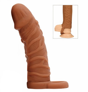 Ben Cock Extender +1 cm, Liquid Silicone, Brown, Mokko Toys, Real Deal