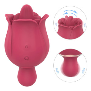Bloom Vibrator, 18 Stimulating Modes, Silicone, USB, Red, 10.9 cm, Passion Labs