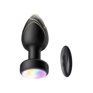 Anal Plug Led Light Vibrating Plug, Remote Control, 10 Vibration Modes, Silicone, USB, Black, 9 cm, Passion Labs