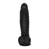 Ribbed Dildo with Suction Cup Liquid Silicone Black 22.5 cm Mokko Toys