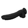Ribbed Dildo with Suction Cup Liquid Silicone Black 22.5 cm Mokko Toys
