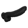 Ribbed Dildo with Suction Cup Liquid Silicone Black 22.5 cm Mokko Toys