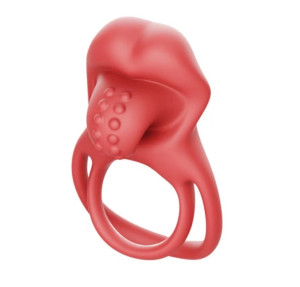 Sexy Tongue Double Penis Ring, 10 Vibration Modes, Silicone