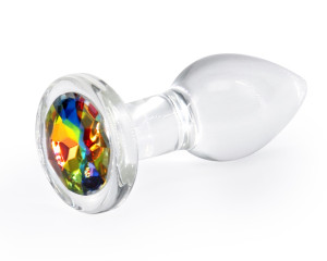 Small Anal Plug Crystal Desires Rainbow Gem, Glass, 7.2 cm