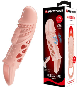 Cecelia Penis Extender with Vibrations, +2.5 cm, TPR, Natural