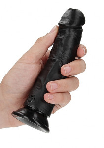 Dildo Realist cu Ventuza, PVC, Negru, 17.5 cm