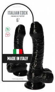 Dildo Uncut Italian Cock Black 18 Cm