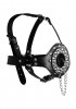 Open Mouth Gag Head Harness with Plug Stopper - Black