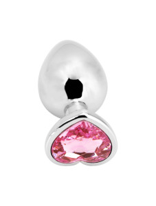 Heart shape Anal Plug large silver - pink