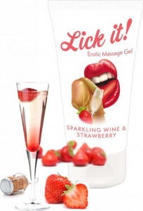 Lick It! Erotic Gel για Μασάζ με Άρωμα Sparkling Wine & Strawberry 50ml