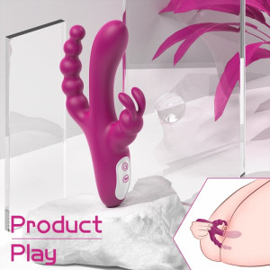 Vibrator Flirt, 9 Moduri Vibratii, Silicon, USB, Rosu, 21.6 cm, Passion Labs