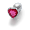 Heart Gem Butt Plug - Small - Silver/Rubellite Pink