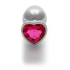 Heart Gem Butt Plug - Large - Silver/Rubellite Pink