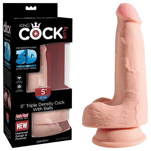 King Cock Triple Density 5" Cock with Balls - Flesh