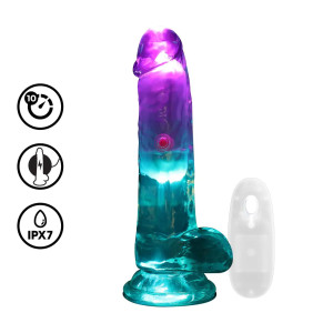 LED Vibrating Straight Cock with Balls - 6" / 15 cm - Transparent