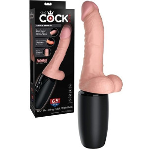 King Cock Plus Triple Threat 6.5 Inch Thrusting Dildo with Balls