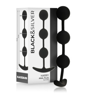  BLACK&SILVER – HARRY ANAL ROSARY 3 SILICONE SPHERES 14 CM