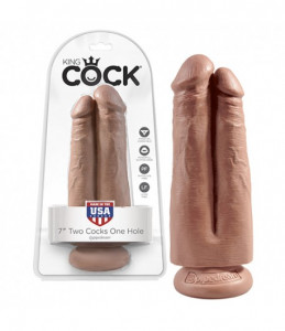 KING COCK 7” TWO COCKS ONE HOLE REALISTIC DILDO LATINO